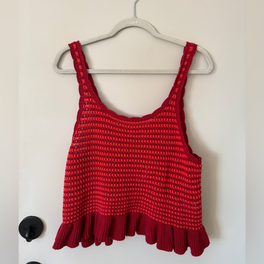 American Eagle Outfitters Red Knit Tank Top